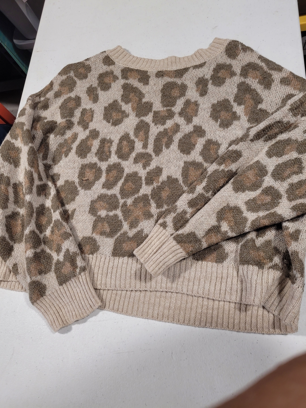 American Eagle Outfitters Leopard Print Crewneck Sweater - Beige & Brown